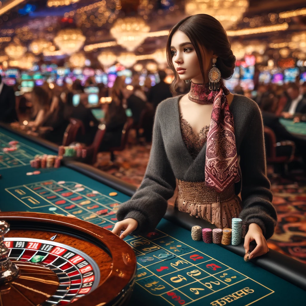 девушка играет в казино pin-up в Казахстане